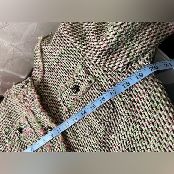 Talbots jacquard sweater jacket suit separate size 12P green pink brown - Picture 10 of 14